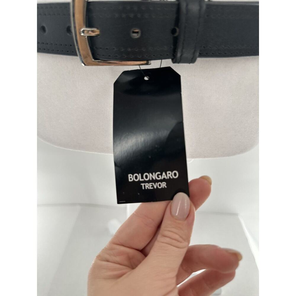 Bolongaro Trevor Mens Dress Belt Black 100% Leather Silver Buckle Size 28 Formal - Picture 2 of 6